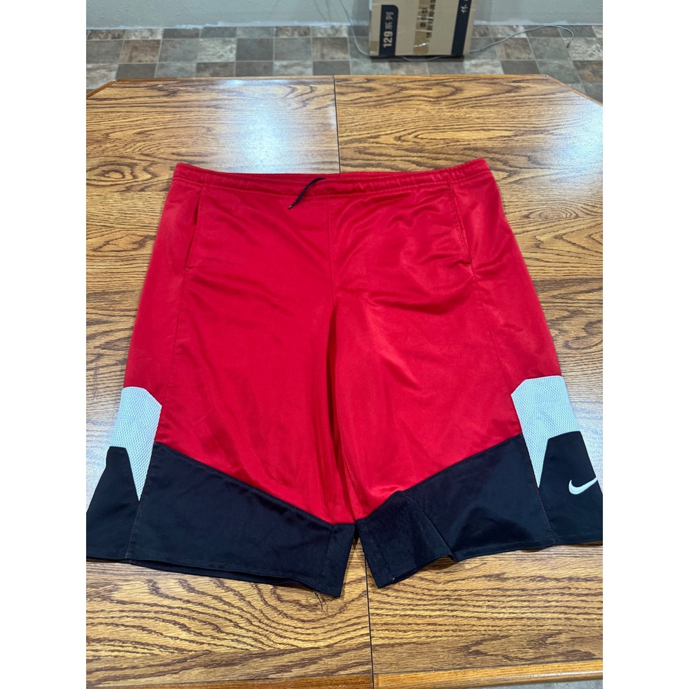 Nike Mens Basketball Shorts Red Black White Athletic Gym Training Size Large